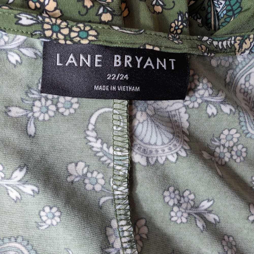 Pre-owned Lane Bryant Green Paisley Long Sleeve Dress Size 22/24 - Picture 15 of 16